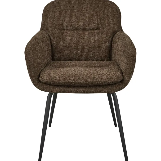 Woood Runa eetkamerstoel Chenille warm bruin
