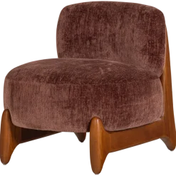 Woood Runi Fauteuil Hout/Velvet Paars/Bruin [FSC]