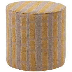 Woood Sarli Poef Hoog Ruit Dessin Chenille Taupe/Geel [fsc]
