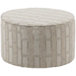 Woood Sarli Poef Laag Ruit Dessin Chenille Naturel/Beige [fsc]