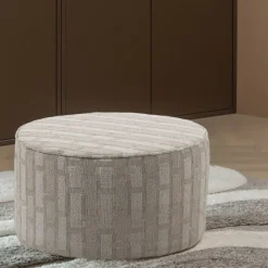Woood Sarli Poef Laag Ruit Dessin Chenille Naturel/Beige [fsc]