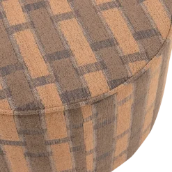 Woood Sarli Poef Laag Ruit Dessin Chenille Bruin/Roze [fsc]
