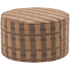 Woood Sarli Poef Laag Ruit Dessin Chenille Bruin/Roze [fsc]