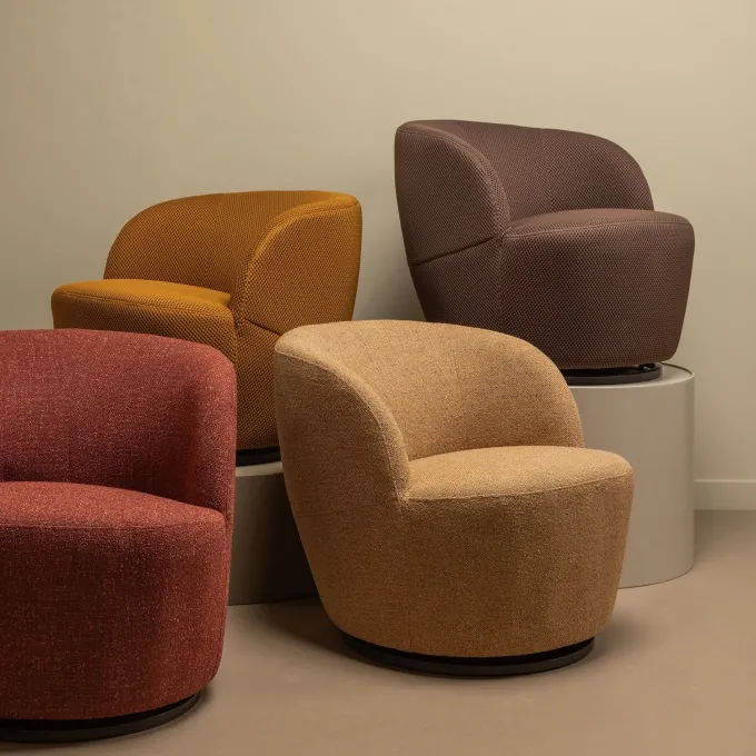 Woood Serra draaifauteuil melange stof curry
