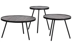 Woood Set van 3 - Lize Bijzettafels Hout/metaal