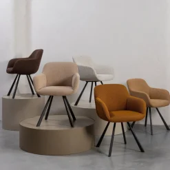 Woood Showroommodel Juno eetkamerstoel geweven stof curry melange