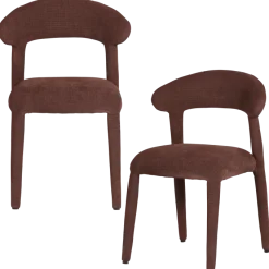 Woood Sile Eetkamerstoel Linnenlook Bordeauxrood - Set Van 2 [FSC]