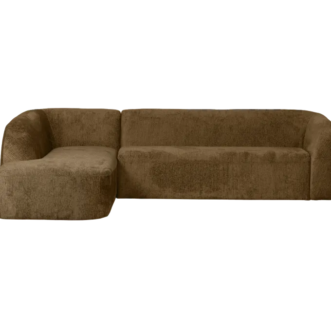 Woood Sloping hoekbank links structure velvet brass