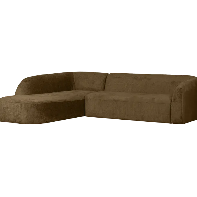 Woood Sloping hoekbank links structure velvet brass