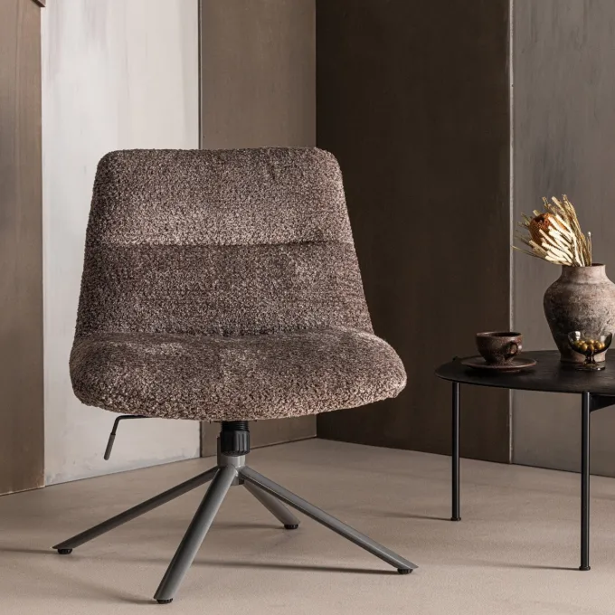 Woood Soren Verstelbare Draaifauteuil Wollig Bruin
