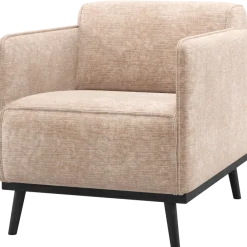 Woood Statement Fauteuil Met Arm Chenille Velvet Naturel