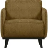 Woood Statement fauteuil met arm structure velvet brass