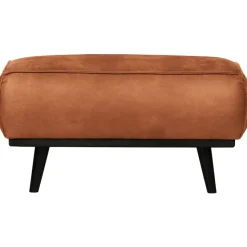 Woood Statement hocker lederlook cognac
