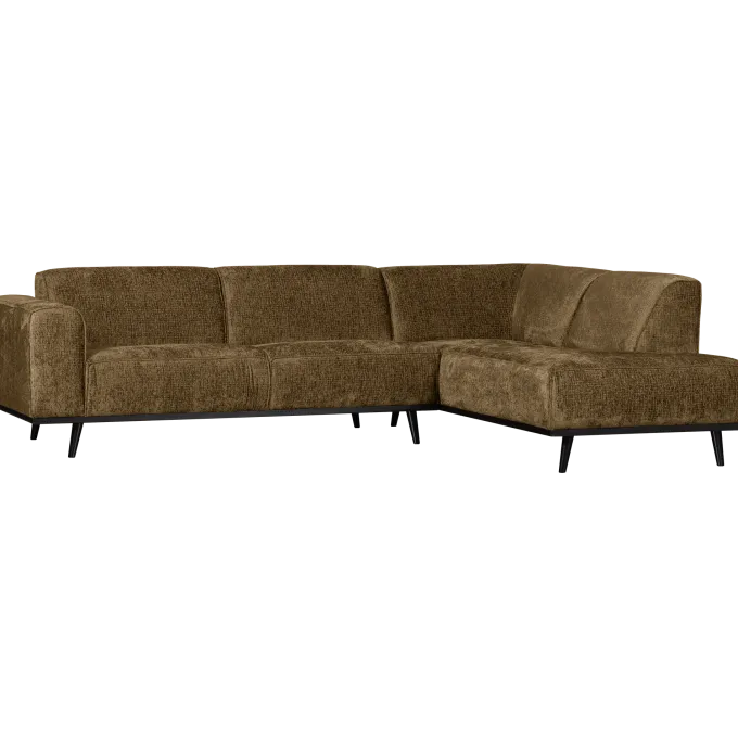 Woood Statement hoekbank rechts structure velvet brass