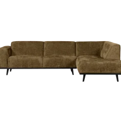 Woood Statement hoekbank rechts structure velvet brass