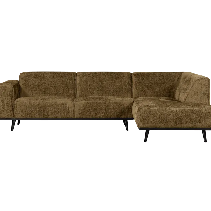 Woood Statement hoekbank rechts structure velvet brass
