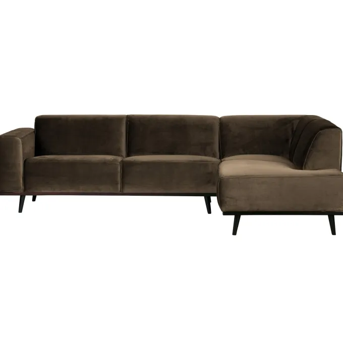 Woood Statement hoekbank rechts fluweel taupe