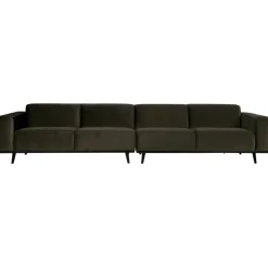 Woood Statement xl 4-zits bank 372 cm fluweel warm groen