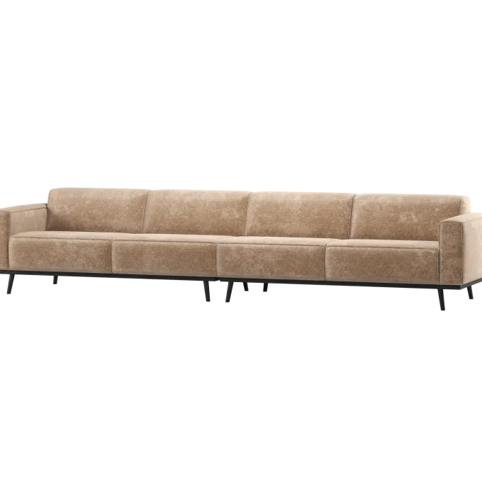 Woood Statement Xl 4-Zits Bank 372 Cm Chenille Velvet Perzikroze