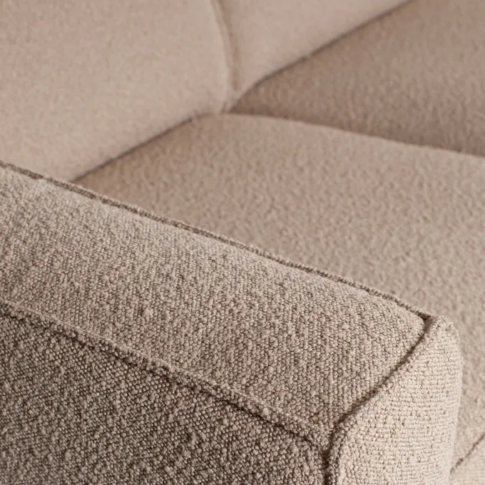 Woood Statement 3-zits bank 230 cm bouclé beige