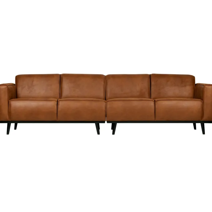 Woood Statement 4-zits bank 280 cm lederlook cognac
