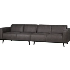 Woood Statement 4-zits bank 280 cm lederlook donkergrijs