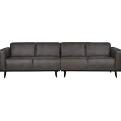 Woood Statement 4-zits bank 280 cm lederlook donkergrijs