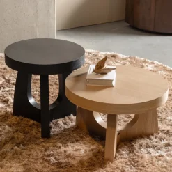 Woood Tala bijzettafel mdf fineer zwart ø45cm