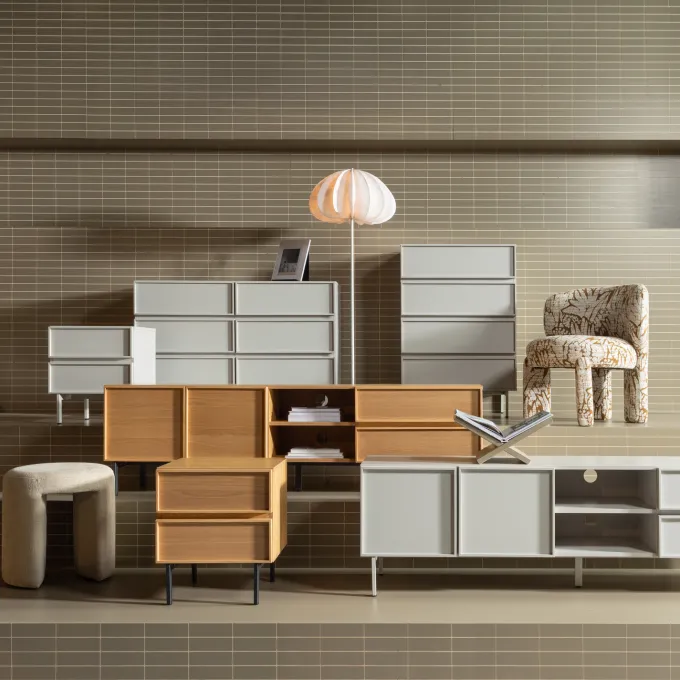 Woood Tours Ladekast/Nachtkastje 2 Lades Melamine/Mdf Naturel