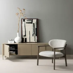 Woood Udar fauteuil met houten frame donkerbruin