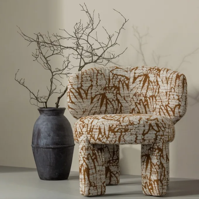 Woood Upke fauteuil met dessin naturel/bruin