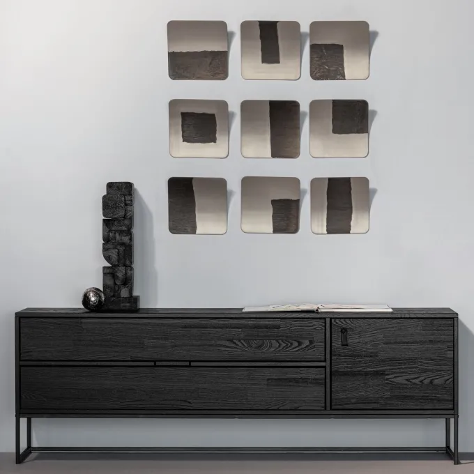 Woood Wanddeco Nami metaal nikkel - set van 9