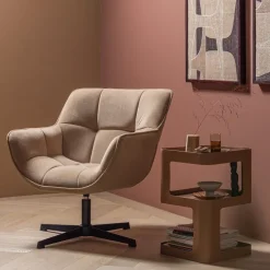 Woood Wibo Draaifauteuil Mat Velvet Zand [fsc]