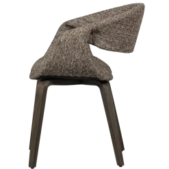 Woood Yossi eetkamerstoel bruin met houten poot donkerbruin