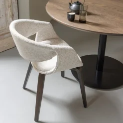 Woood Yossi eetkamerstoel naturel met houten poot donkerbruin