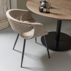 Woood Yossi eetkamerstoel zand met metalen poot zwart