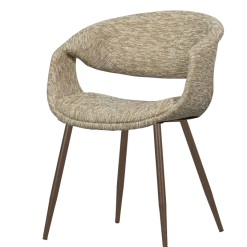 Woood Yossi eetkamerstoel zand met metalen poot koper