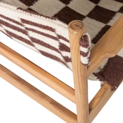 Woood Zano Fauteuil Hout Bruin Met Kelim Zitting Naturel