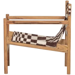 Woood Zano Fauteuil Hout Bruin Met Kelim Zitting Naturel